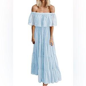 Blue off the shoulder dress